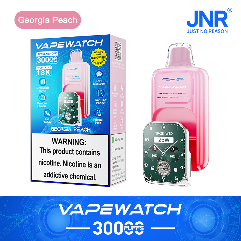 JNR Vape Watch 30000 30K Puffs Smart Disposable Vape in jnr watch 30000 georgia peach flavor