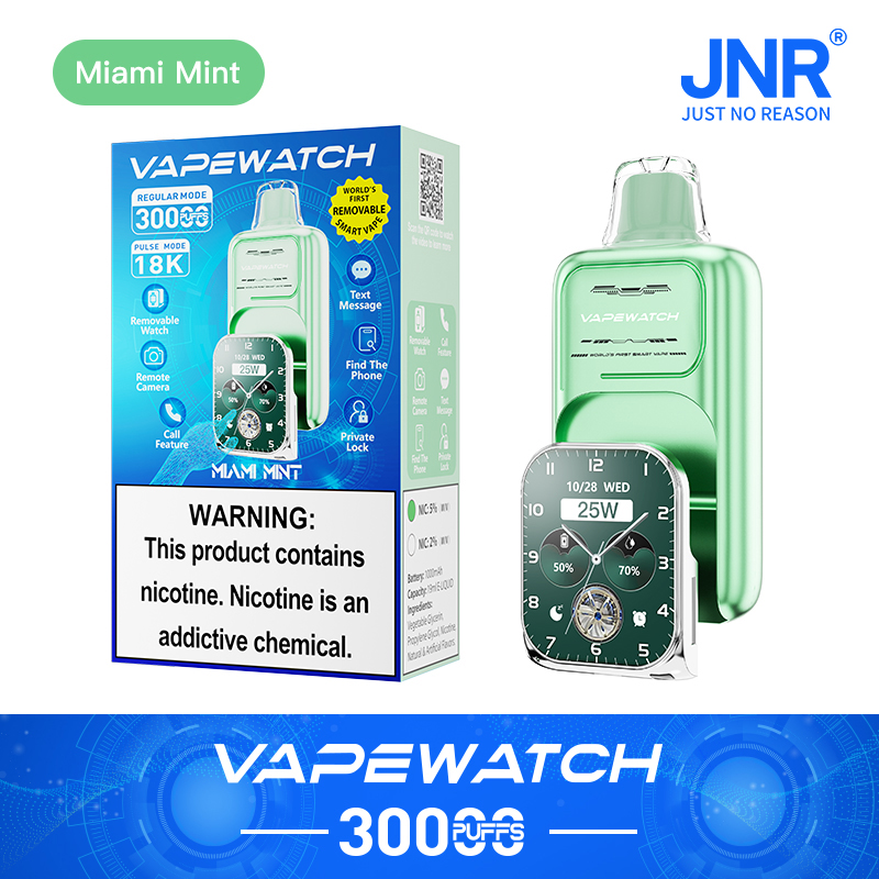 JNR Vape Watch 30000 30K Puffs Smart Disposable Vape in jnr watch 30000 miami mint flavor