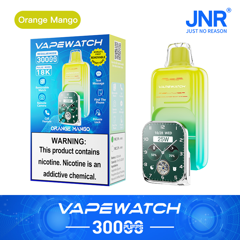 JNR Vape Watch 30000 30K Puffs Smart Disposable Vape in jnr watch 30000 orange mango flavor