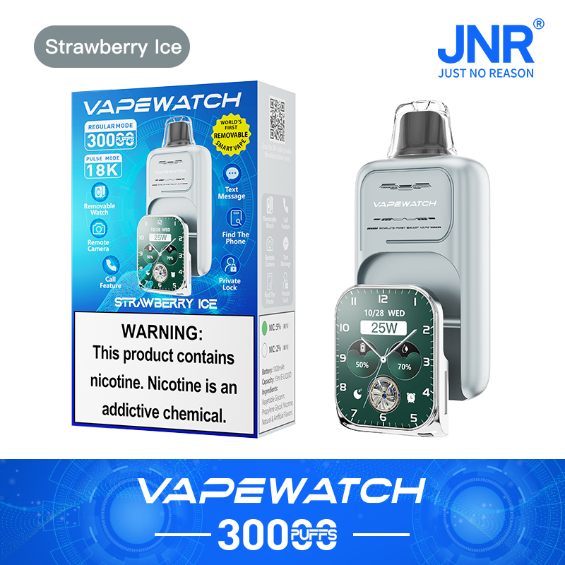 JNR Vape Watch 30000 30K Puffs Smart Disposable Vape in jnr watch 30000 strawberry ice flavor