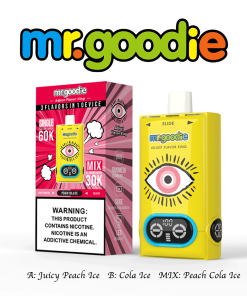 Mr.Goodie Adjust Flavor King 60000 60K Puffs 3 in 1 Flavors Rechargeable LCD Display Disposable Vape in Juicy Peach Ice & Cola Ice & Peach Cola Ice flavor