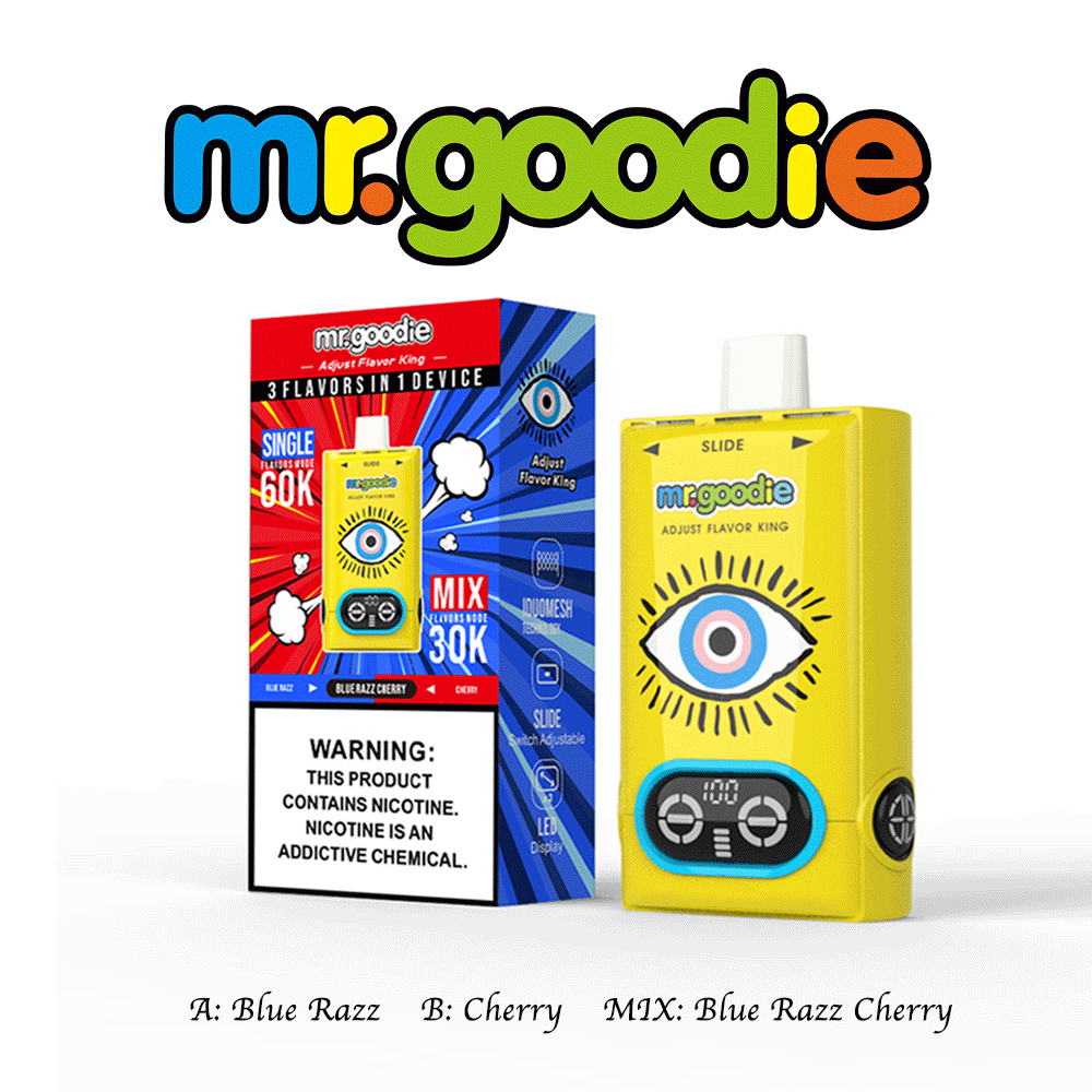 Mr.Goodie Adjust Flavor King 60000 60K Puffs 3 in 1 Flavors Rechargeable LCD Display Disposable Vape in mr. goodie adjust flavor king 60000 blue razz