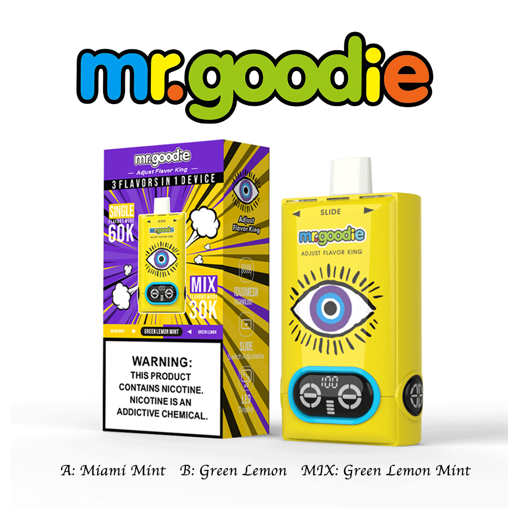 Mr.Goodie Adjust Flavor King 60000 60K Puffs 3 in 1 Flavors Rechargeable LCD Display Disposable Vape in mr. goodie adjust flavor king 60000 green lemon