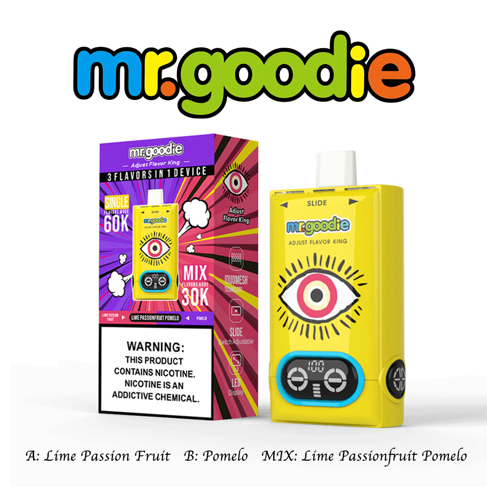 Mr.Goodie Adjust Flavor King 60000 60K Puffs 3 in 1 Flavors Rechargeable LCD Display Disposable Vape in mr. goodie adjust flavor king 60000 lime