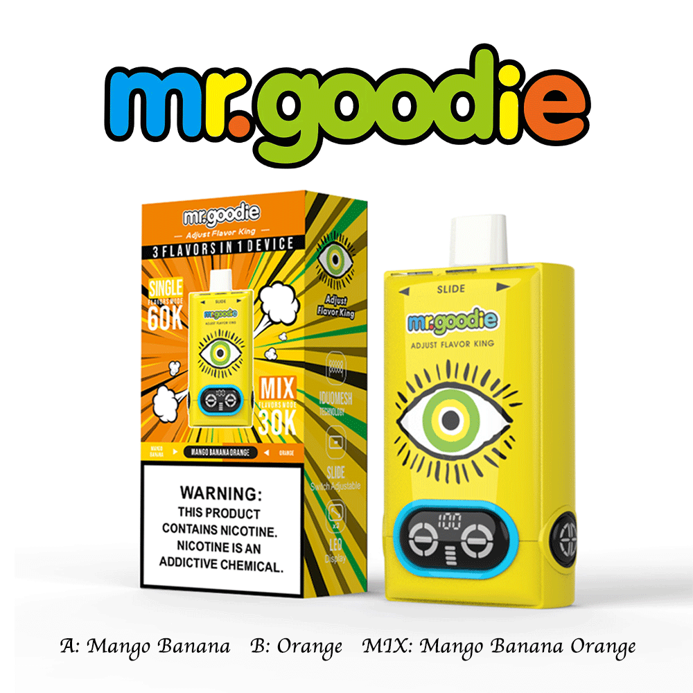 Mr.Goodie Adjust Flavor King 60000 60K Puffs 3 in 1 Flavors Rechargeable LCD Display Disposable Vape in mr. goodie adjust flavor king 60000 mango banana