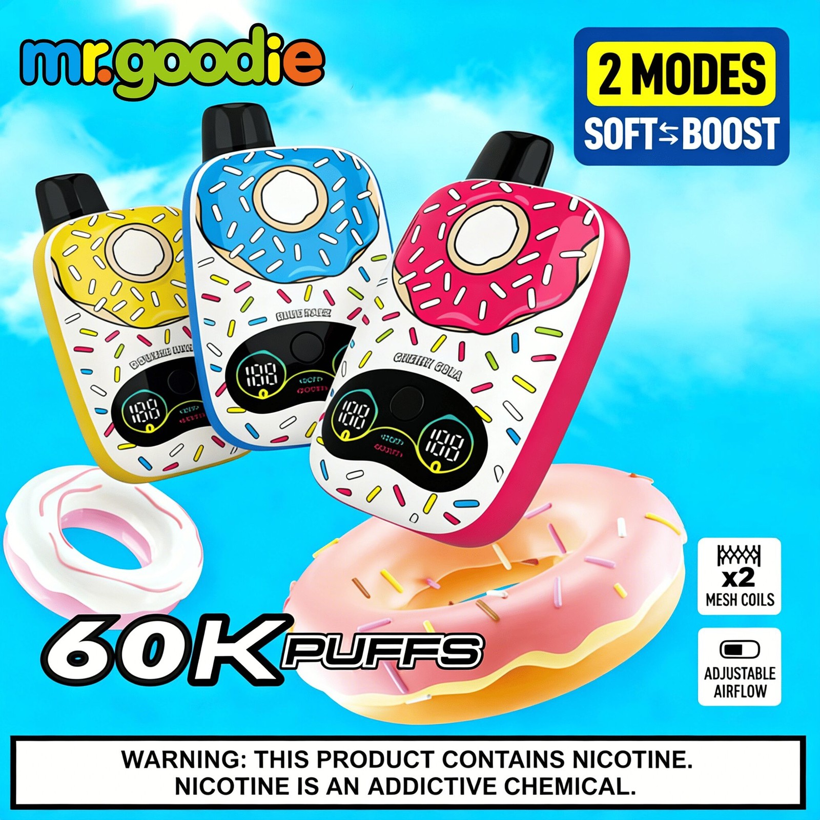Mr.Goodie Donut 60000 60K Puffs Adjustable Airflow Dual Mesh Disposable Vape product image