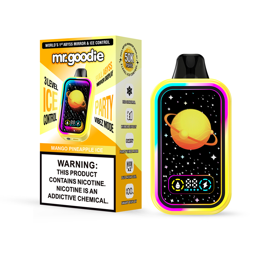 Mr.Goodie 50000 50K Puffs Adjustable Ice level LCD Display Disposable Vape in Mango Pineapple Ice flavor