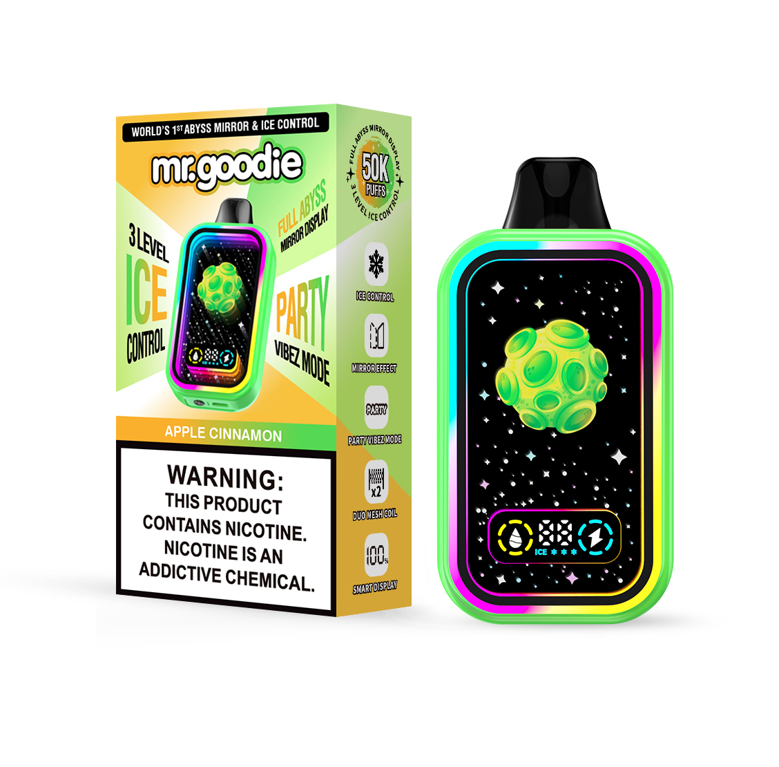 Mr.Goodie 50000 50K Puffs Adjustable Ice level LCD Display Disposable Vape in mr.goodie 50000 50k apple cinnamon flavor