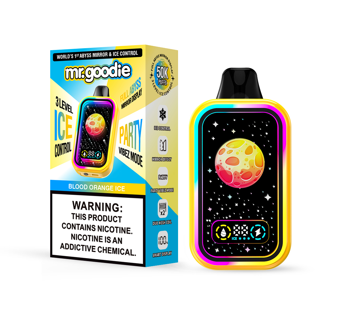 Mr.Goodie 50000 50K Puffs Adjustable Ice level LCD Display Disposable Vape in mr.goodie 50000 50k bllod orange ice flavor