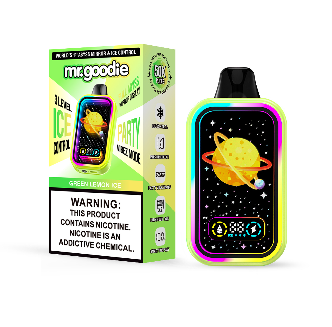 Mr.Goodie 50000 50K Puffs Adjustable Ice level LCD Display Disposable Vape in mr.goodie 50000 50k green lemon 1 flavor