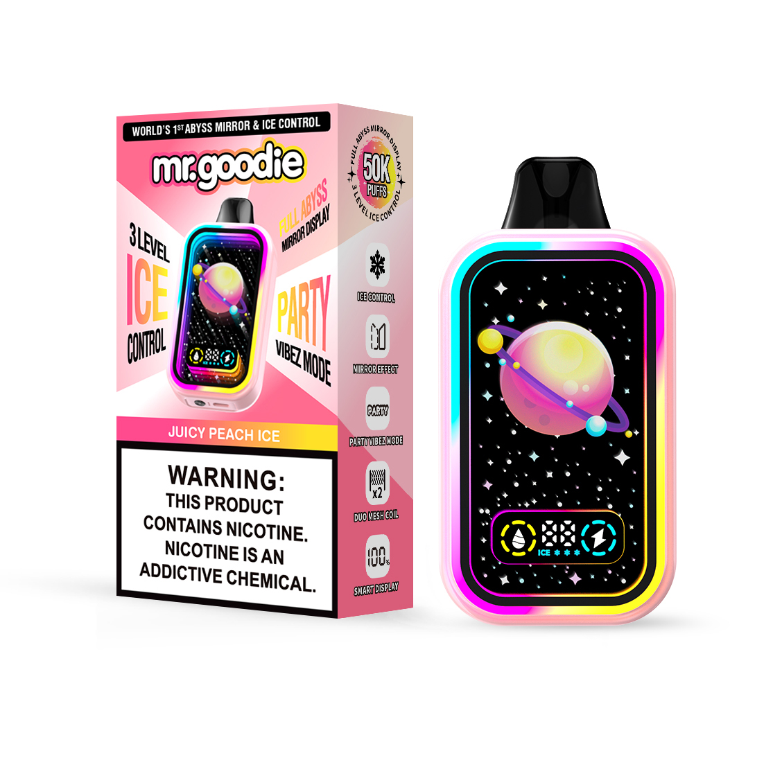 Mr.Goodie 50000 50K Puffs Adjustable Ice level LCD Display Disposable Vape in mr.goodie 50000 50k juicy peach ice flavor