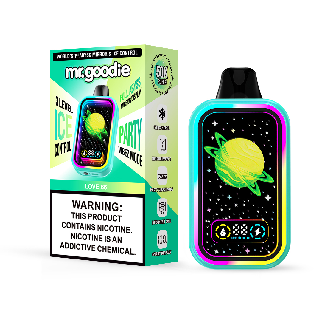 Mr.Goodie 50000 50K Puffs Adjustable Ice level LCD Display Disposable Vape in mr.goodie 50000 50k love 66 flavor