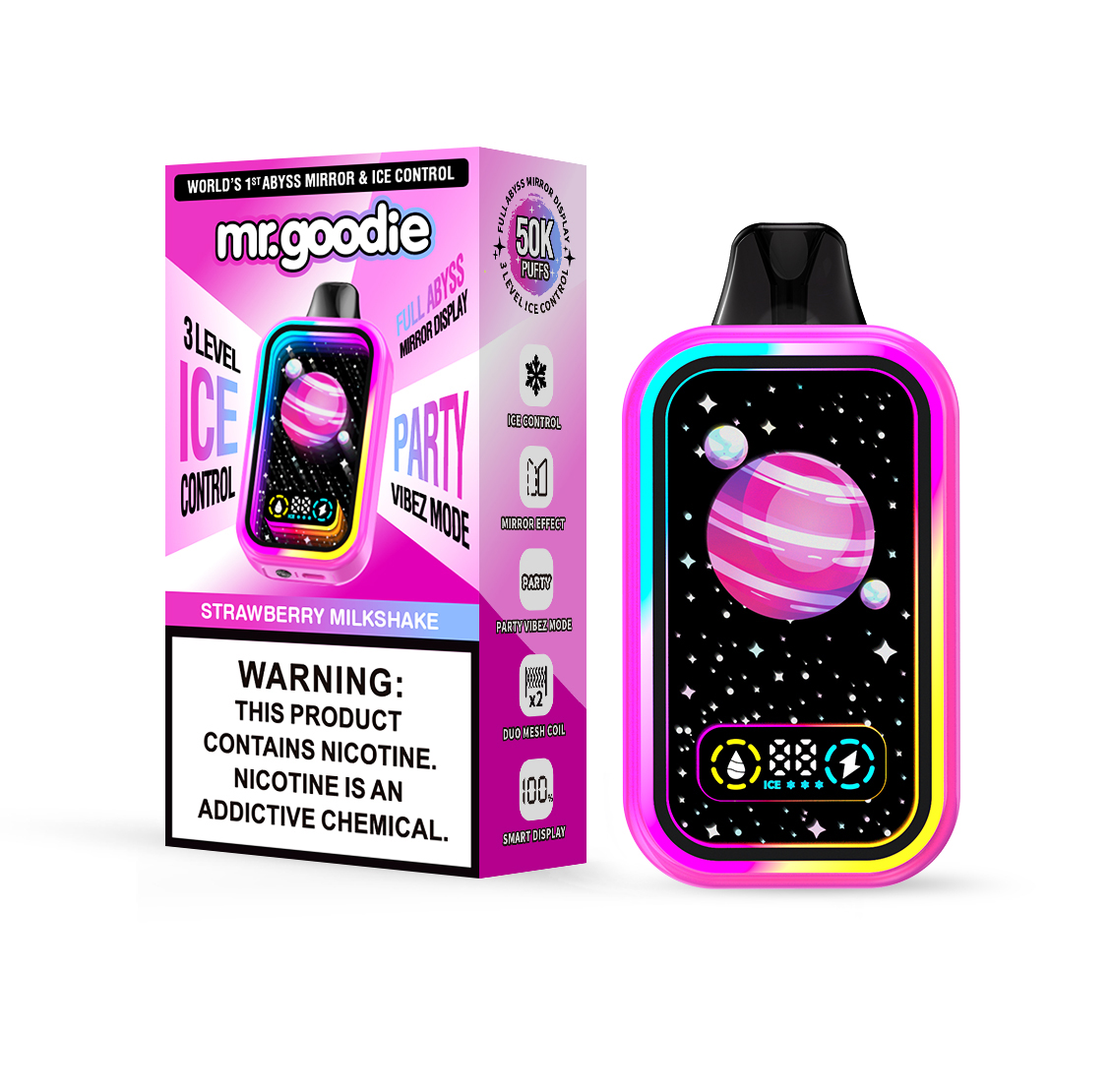 Mr.Goodie 50000 50K Puffs Adjustable Ice level LCD Display Disposable Vape in mr.goodie 50000 50k strawberry milkshake 1 flavor