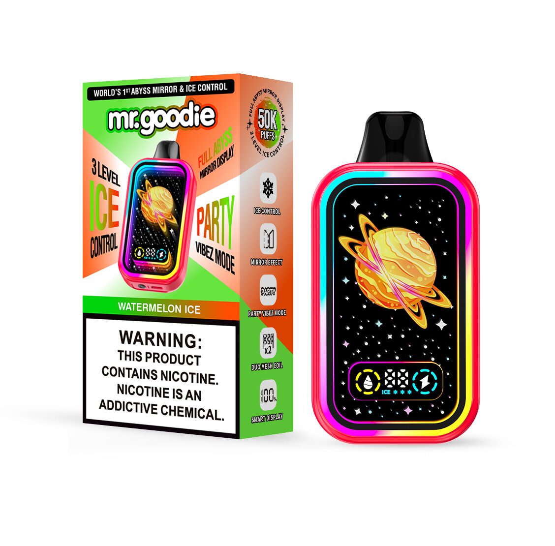 Mr.Goodie 50000 50K Puffs Adjustable Ice level LCD Display Disposable Vape in mr.goodie 50000 50k watermelon ice flavor