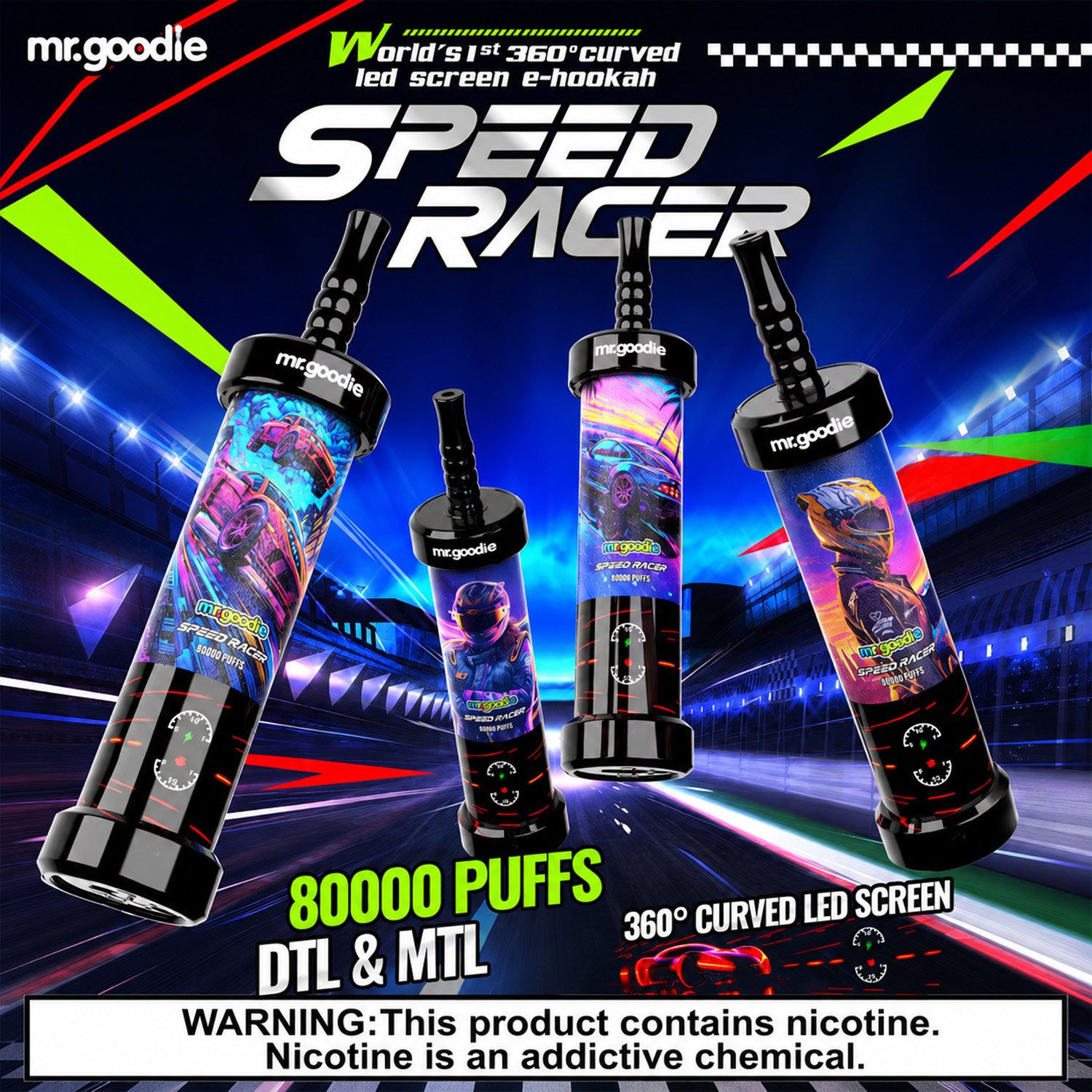 Mr. Goodie Speed Racer 80K 80000 Puffs Disposable Vape Dual Mode Rechargeable LED Display product image