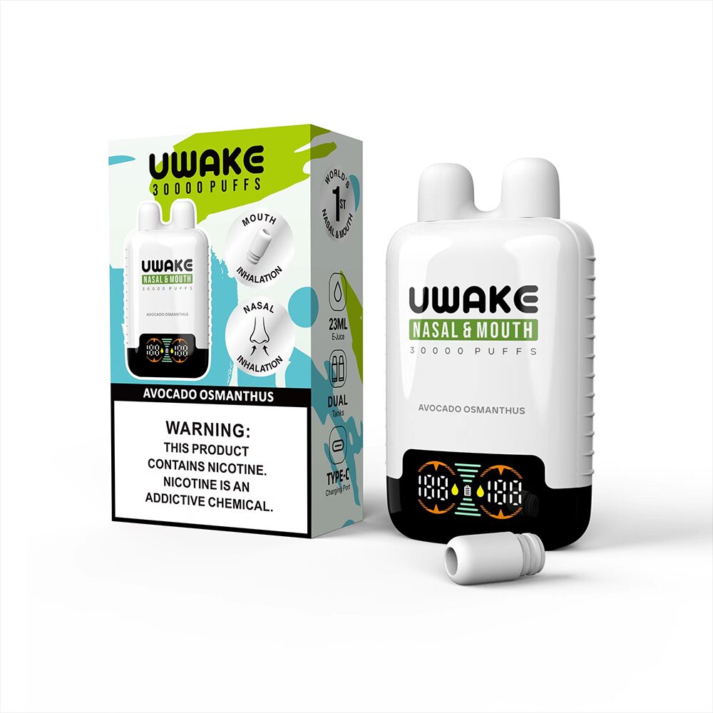 Mr.Goodie Uwake 30000 30K Puffs Nasal & Mouth Inhalation LED Display Disposable Vape in Avocado Osmanthus flavor