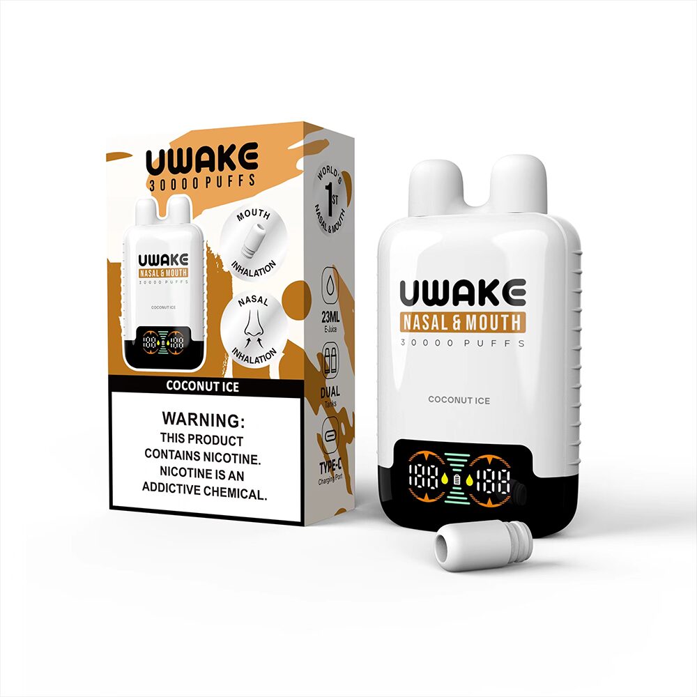 Mr.Goodie Uwake 30000 30K Puffs Nasal & Mouth Inhalation LED Display Disposable Vape in Coconut Ice flavor