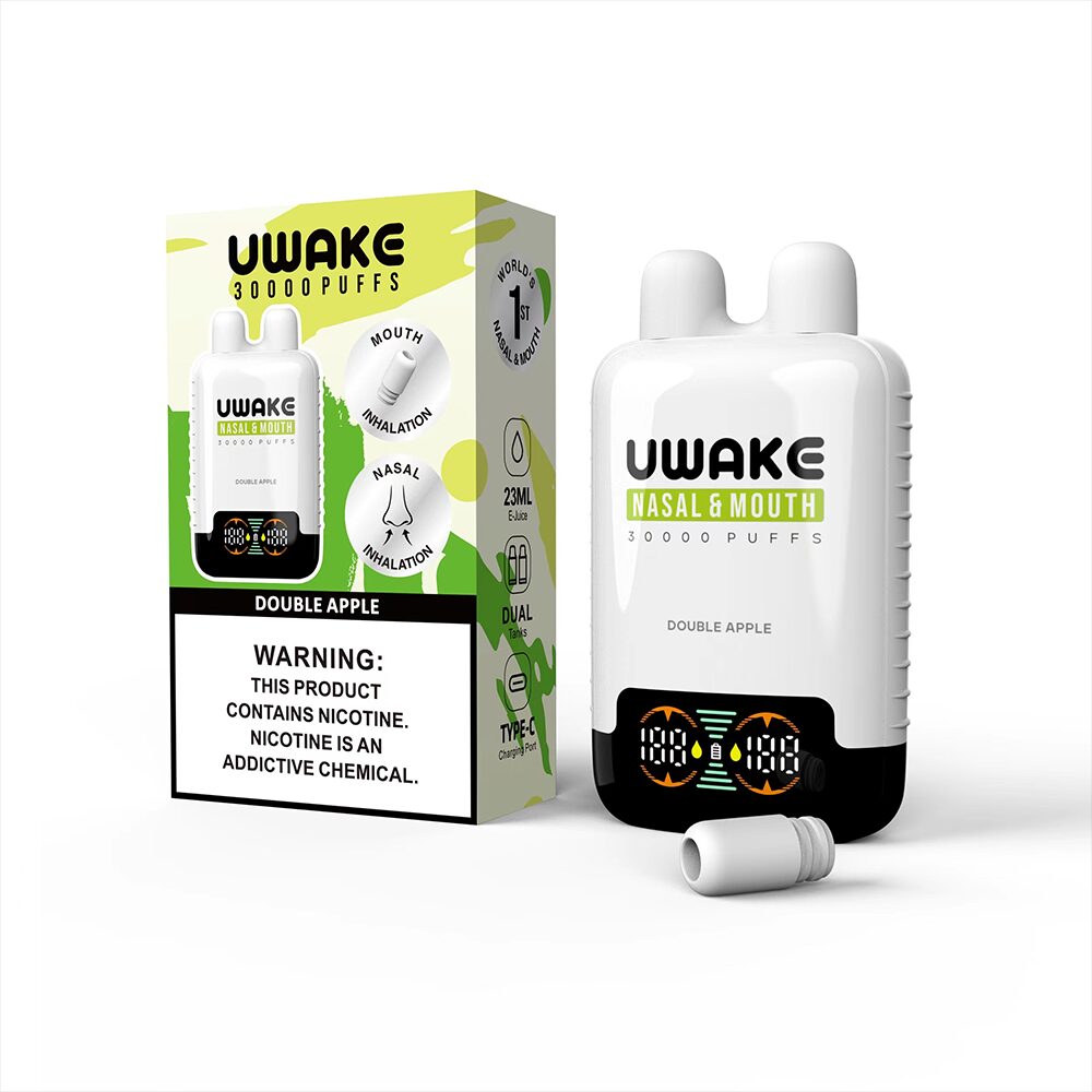 Mr.Goodie Uwake 30000 30K Puffs Nasal & Mouth Inhalation LED Display Disposable Vape in Double Apple flavor