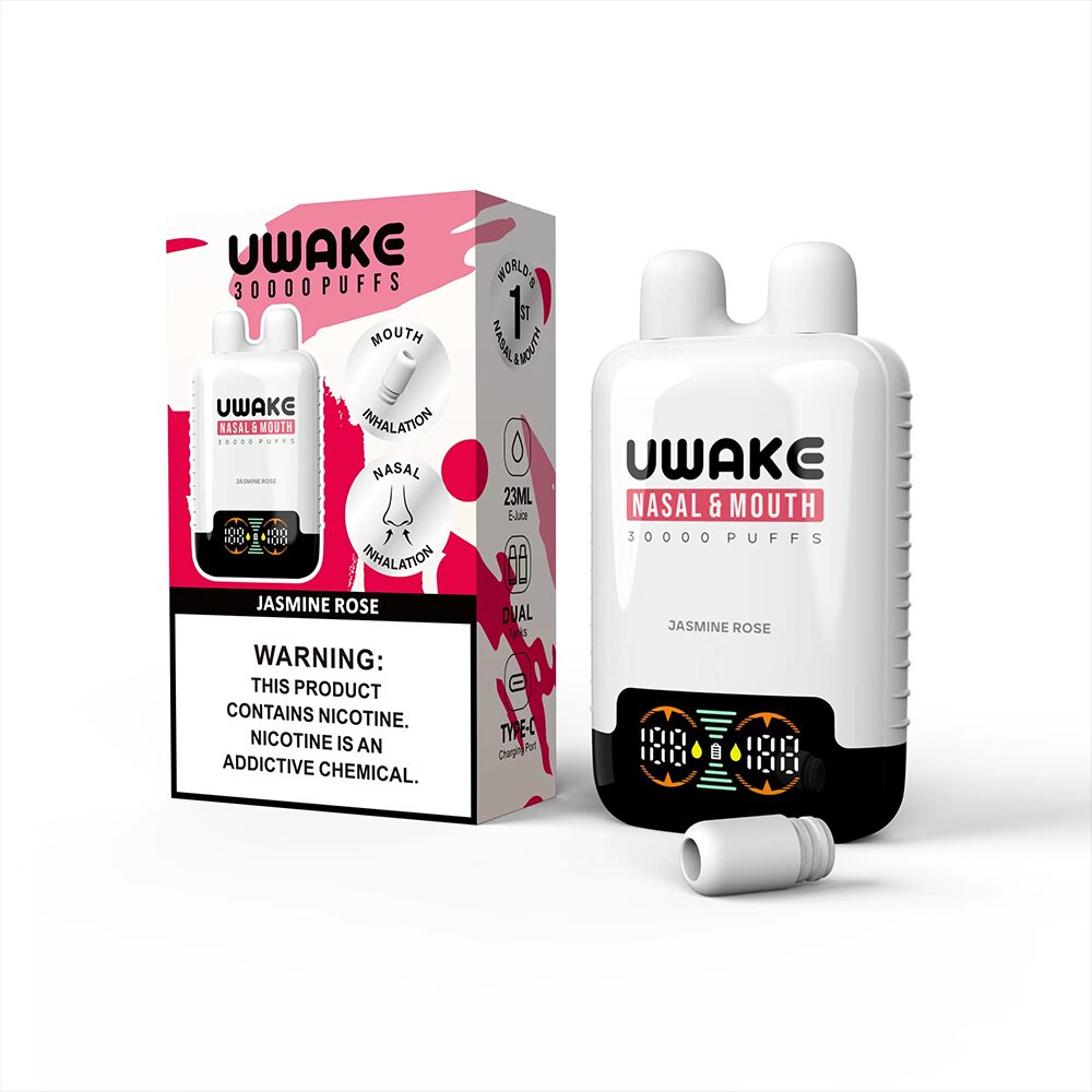 Mr.Goodie Uwake 30000 30K Puffs Nasal & Mouth Inhalation LED Display Disposable Vape in Jasmine Rose flavor