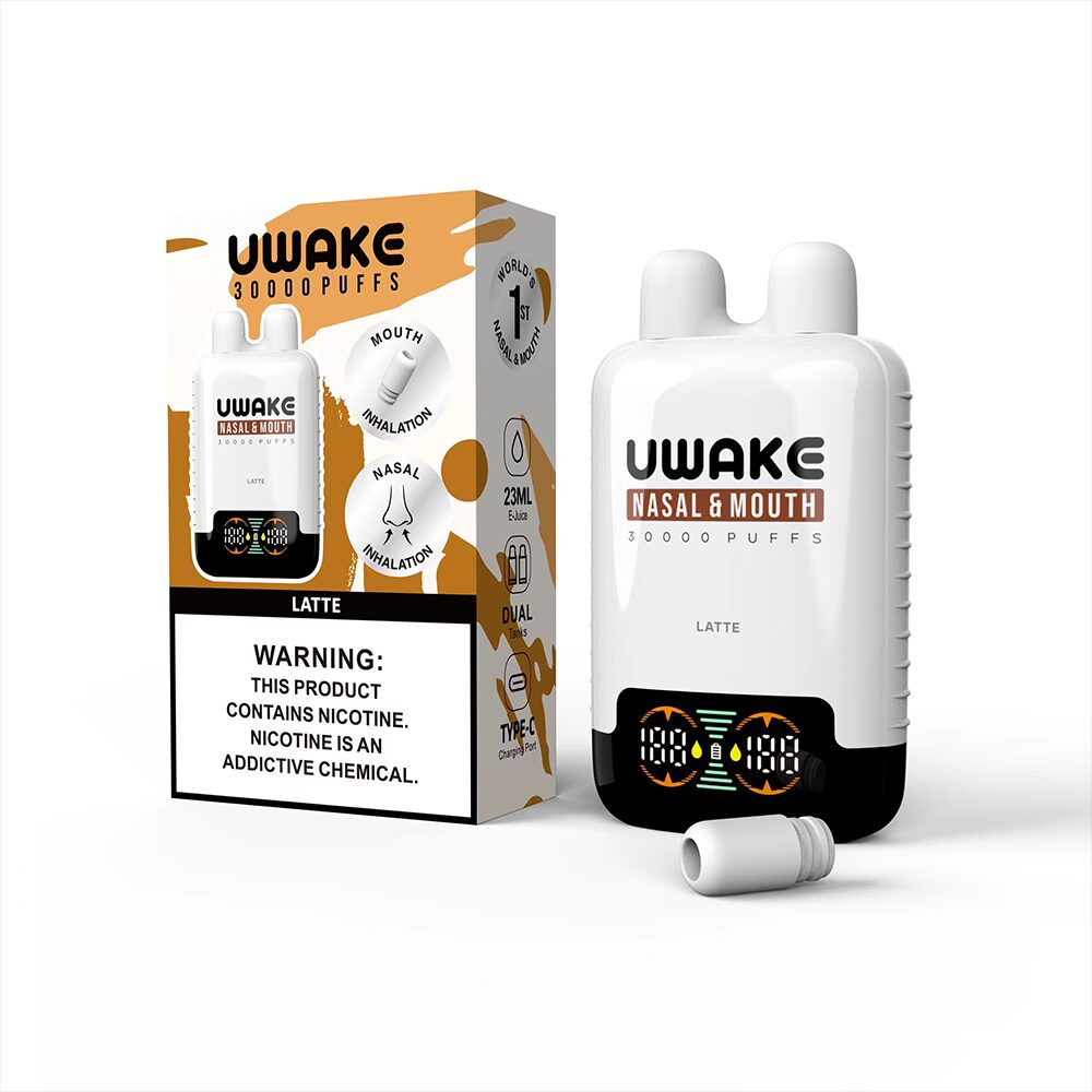 Mr.Goodie Uwake 30000 30K Puffs Nasal & Mouth Inhalation LED Display Disposable Vape in Latte flavor