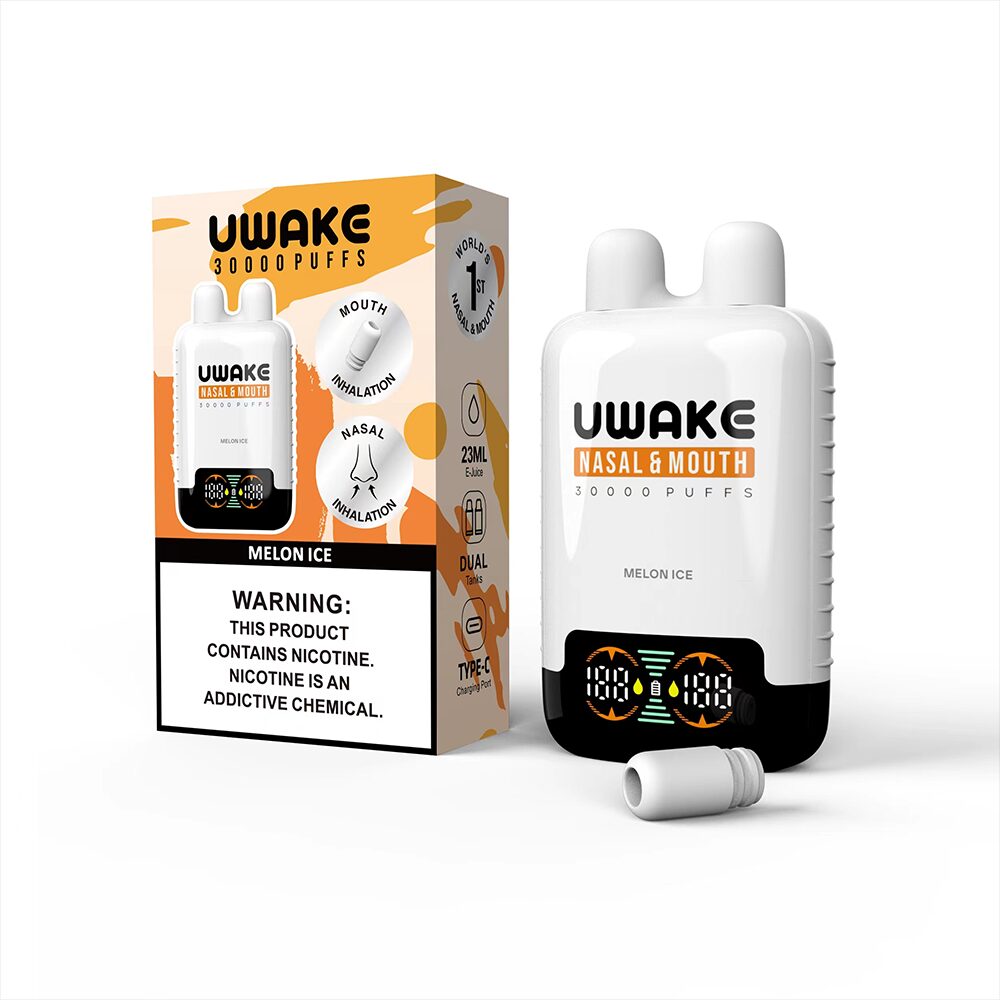 Mr.Goodie Uwake 30000 30K Puffs Nasal & Mouth Inhalation LED Display Disposable Vape in Melon Ice flavor