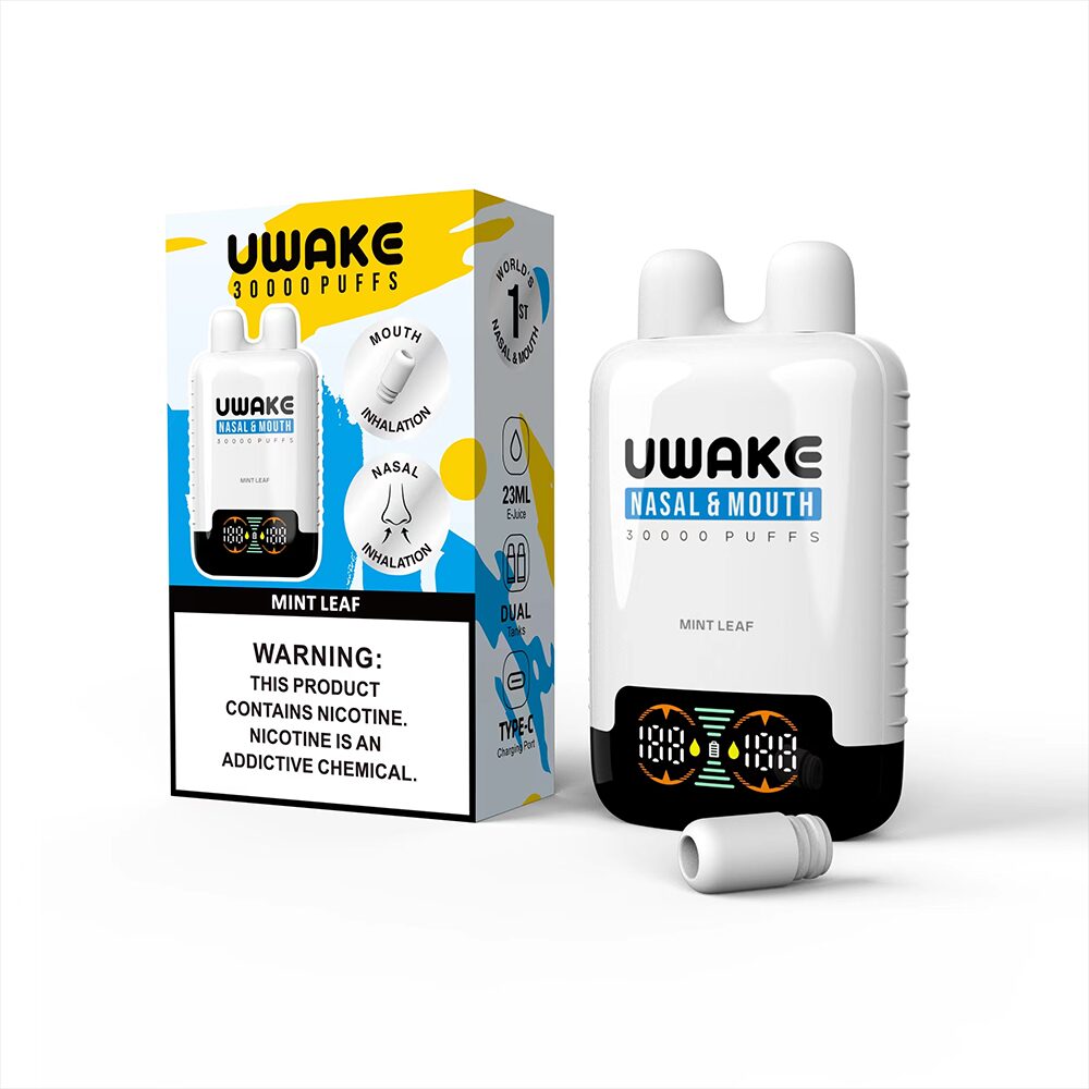Mr.Goodie Uwake 30000 30K Puffs Nasal & Mouth Inhalation LED Display Disposable Vape in Mint Leaf flavor