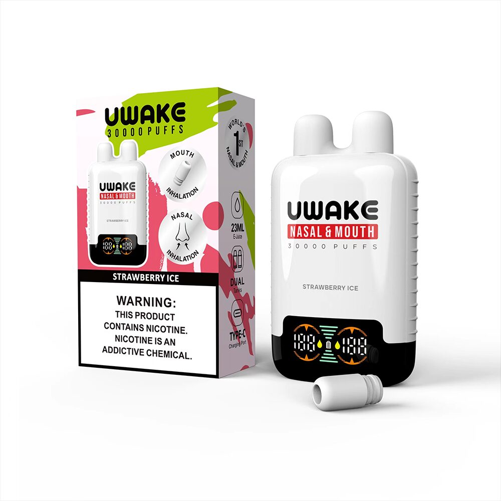 Mr.Goodie Uwake 30000 30K Puffs Nasal & Mouth Inhalation LED Display Disposable Vape in Strawberry Ice flavor