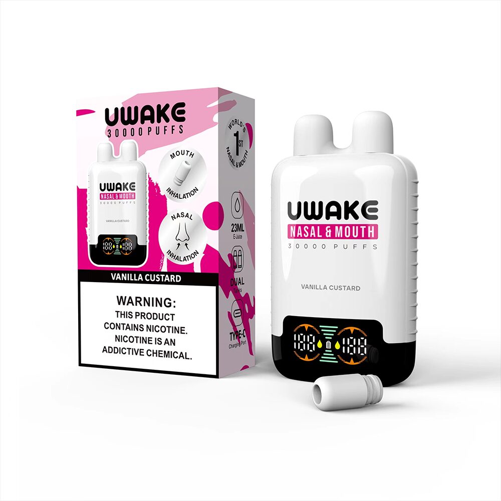 Mr.Goodie Uwake 30000 30K Puffs Nasal & Mouth Inhalation LED Display Disposable Vape in Vanilla Custard flavor