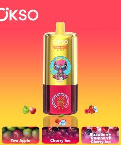 OKSO 3-IN-1 70000 70K Puffs 3 Flavors Adjustable LED Display Disposable Vape in Cherry Ice/Two Apple/Strawberry Raspberry Cherry Ice flavor