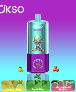 OKSO 3-IN-1 70000 70K Puffs 3 Flavors Adjustable LED Display Disposable Vape in Fresh Mint/Lemon Lime/Watermelon Mojito flavor
