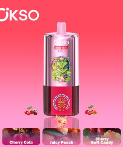 OKSO 3-IN-1 70000 70K Puffs 3 Flavors Adjustable LED Display Disposable Vape in Juicy Peach/Cherry Cola/Cherry Soft Candy flavor
