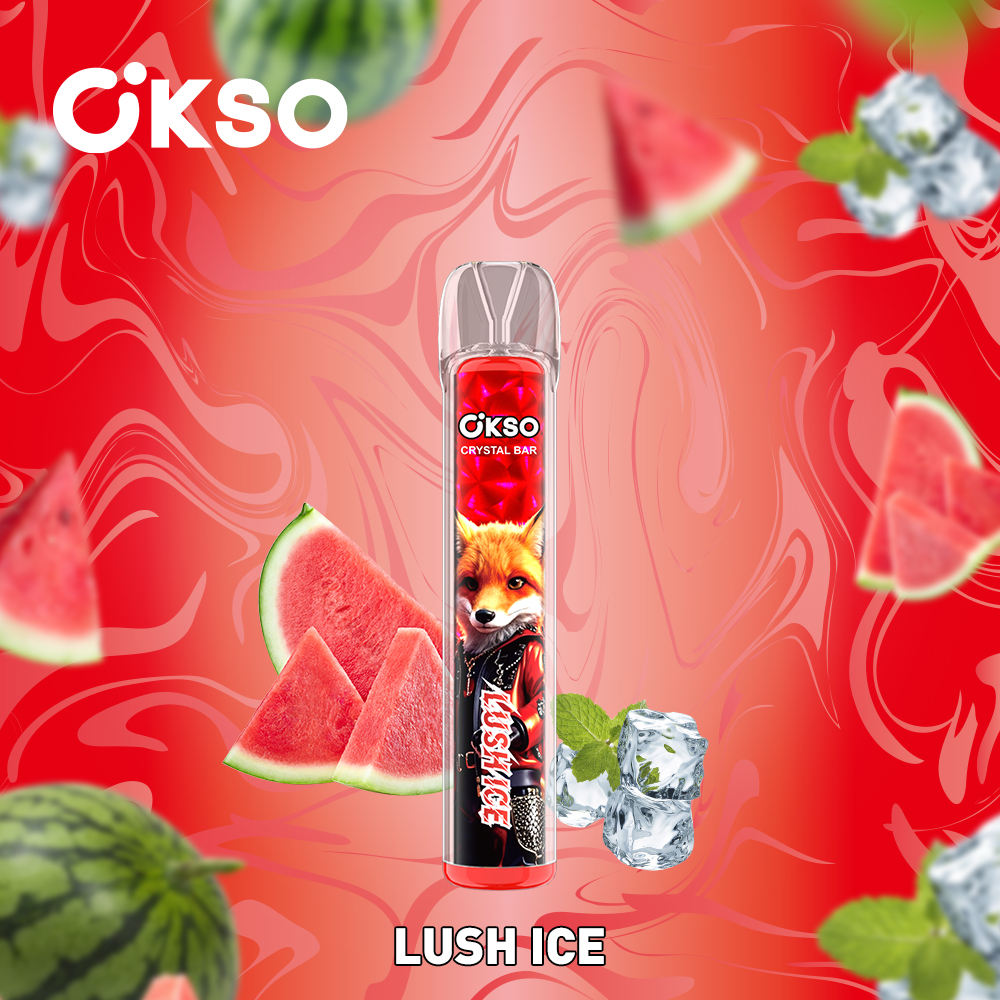OKSO Crystal Bar 800 Puffs 0% 2% 3% 5% Nicotine Disposable in Lush Ice flavor