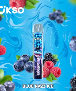 OKSO Crystal Bar 800 Puffs 0% 2% 3% 5% Nicotine Disposable in okso crystal bar 800 blue razz ice flavor
