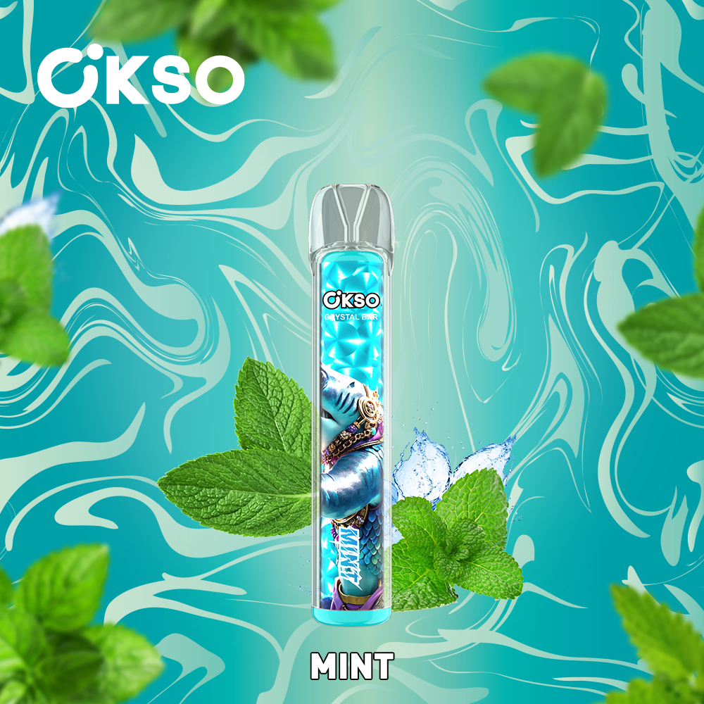 OKSO Crystal Bar 800 Puffs 0% 2% 3% 5% Nicotine Disposable in okso crystal bar 800 mint flavor