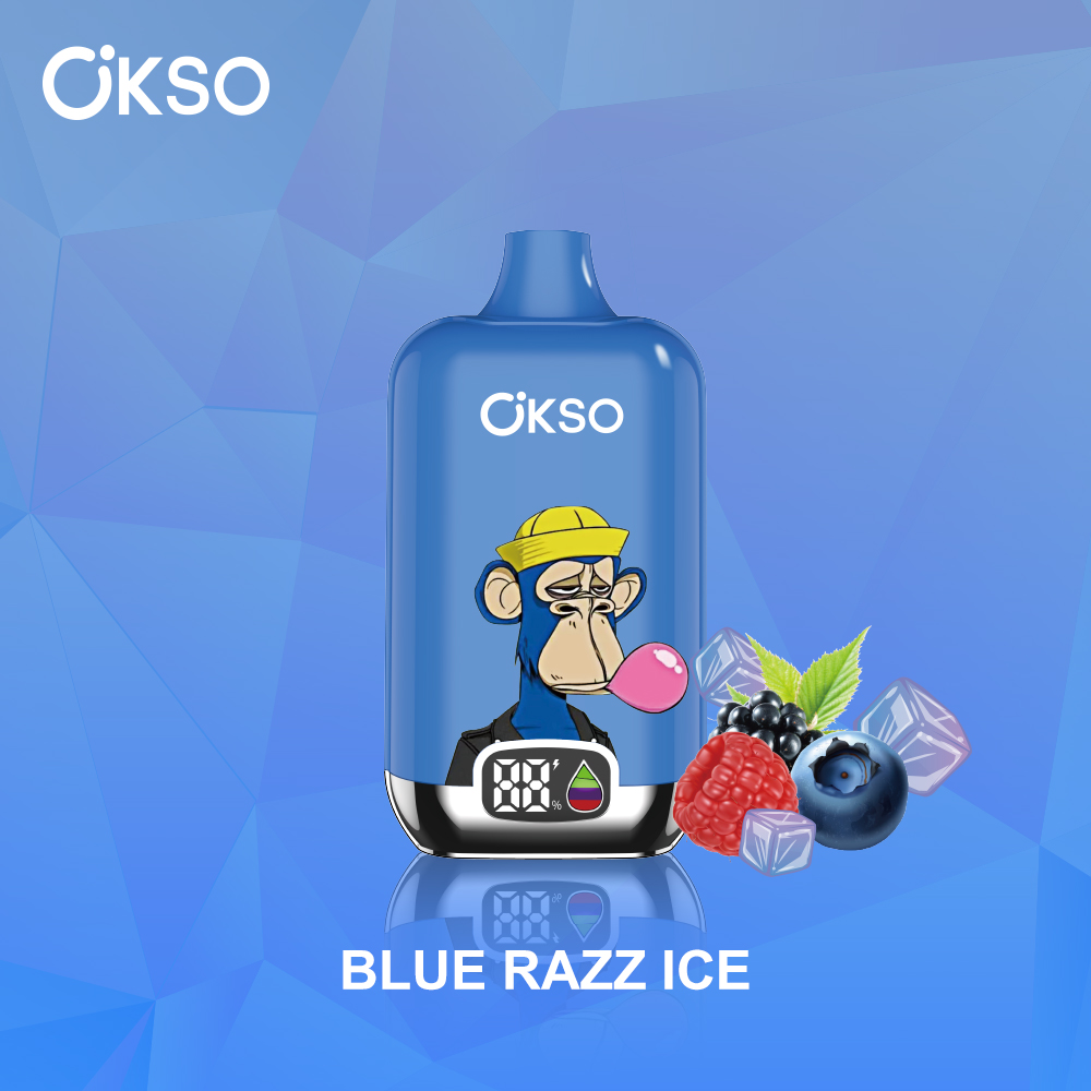 OKSO Digital box 12000 12K Puffs Rechargeable LED Display Disposable Vape in Blue Razz Ice flavor