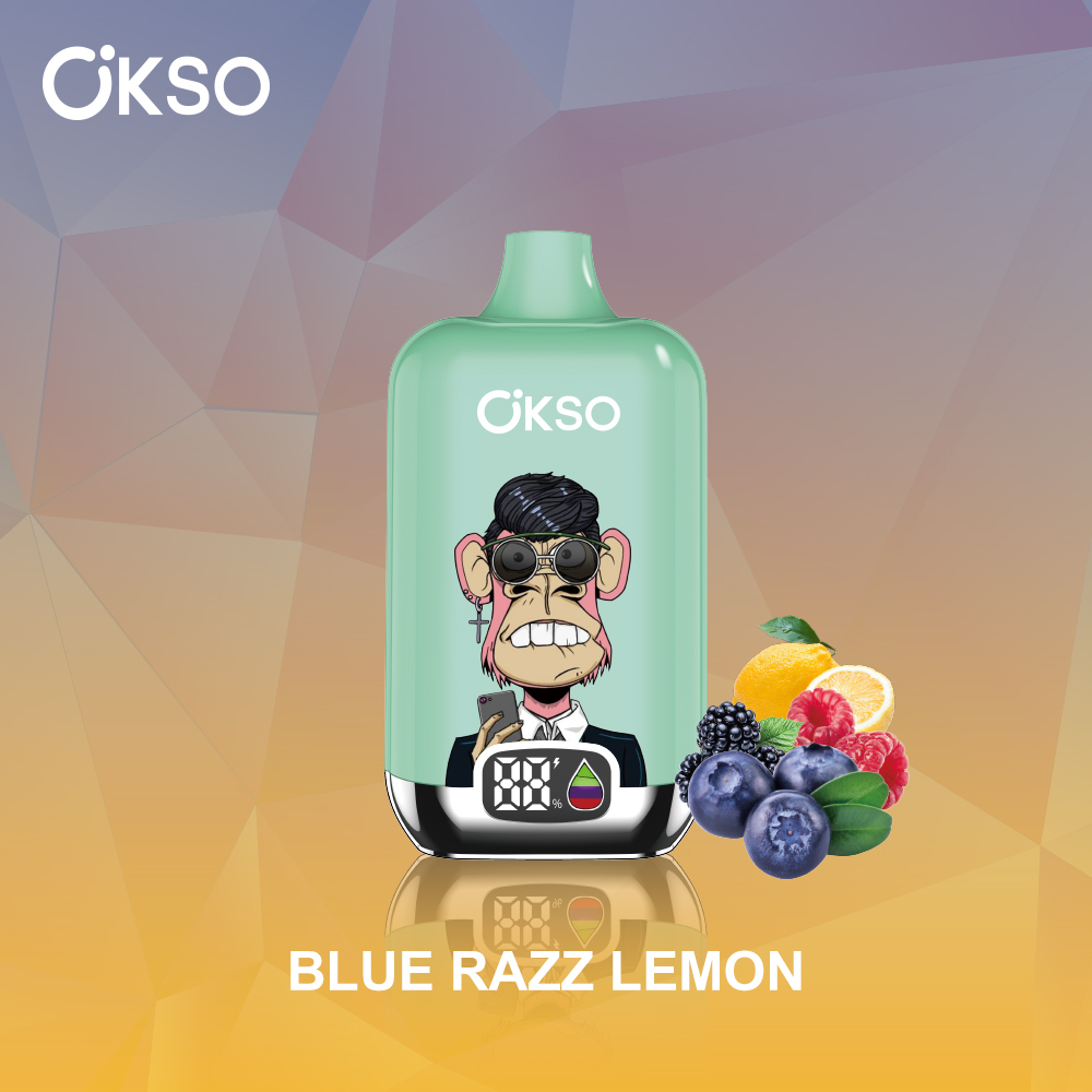 OKSO Digital box 12000 12K Puffs Rechargeable LED Display Disposable Vape in Blue Razz Lemon flavor