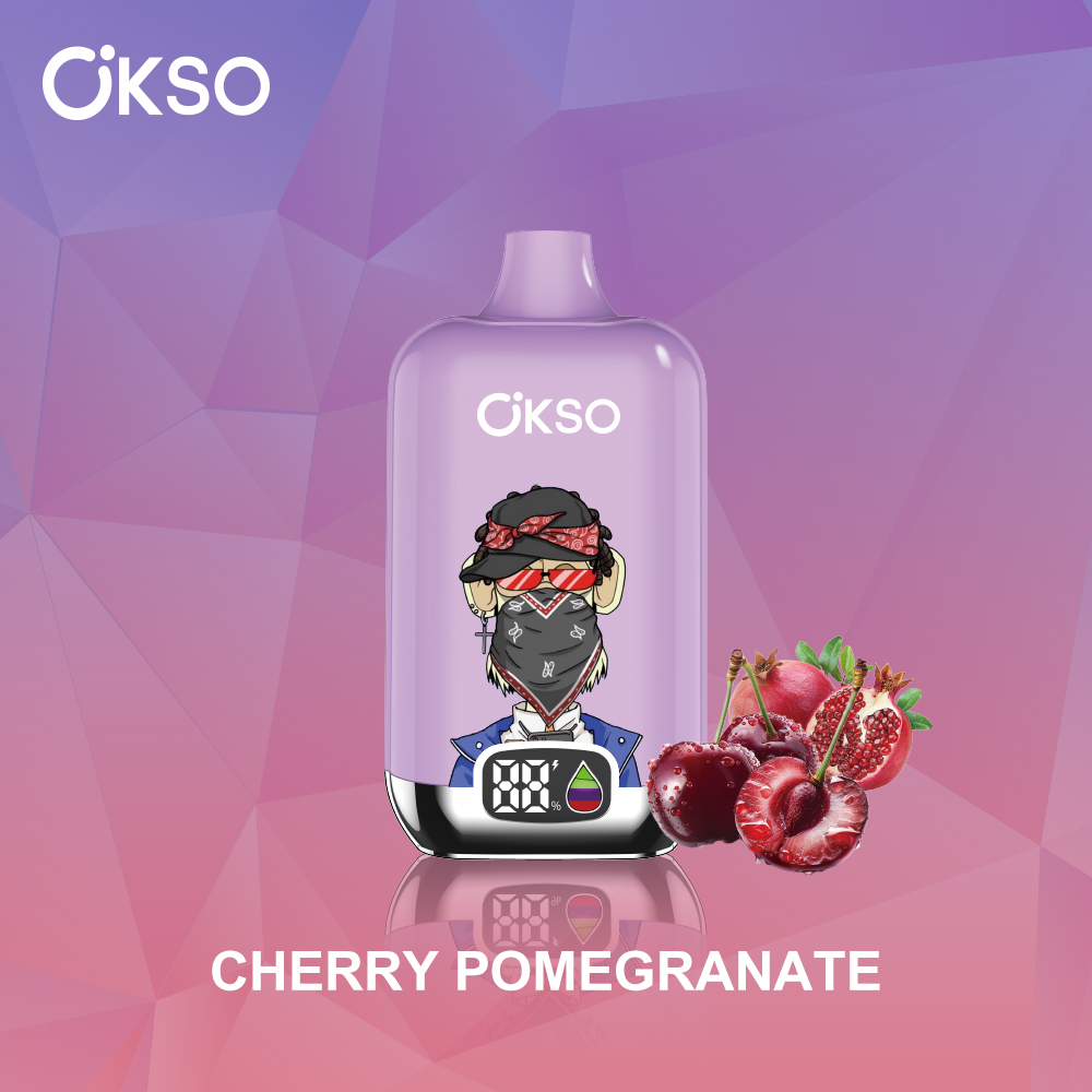 OKSO Digital box 12000 12K Puffs Rechargeable LED Display Disposable Vape in Cherry Pomegranate flavor