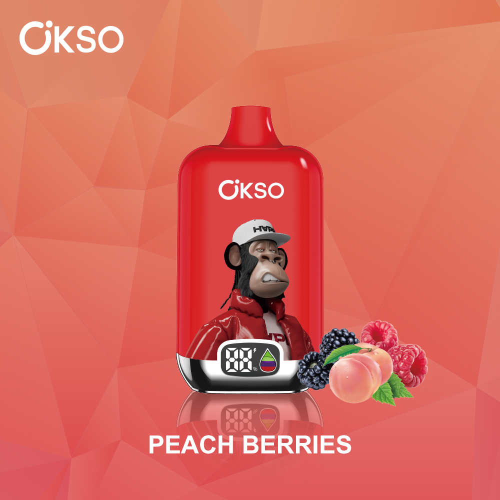 OKSO Digital box 12000 12K Puffs Rechargeable LED Display Disposable Vape in Peach Berries flavor