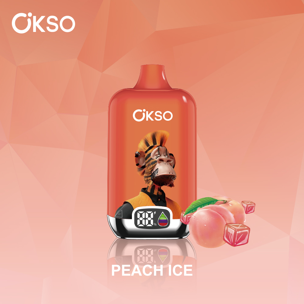 OKSO Digital box 12000 12K Puffs Rechargeable LED Display Disposable Vape in Peach Ice flavor