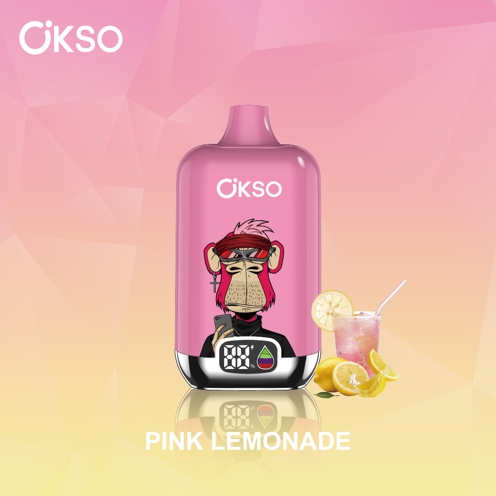 OKSO Digital box 12000 12K Puffs Rechargeable LED Display Disposable Vape in Pink Lemon flavor