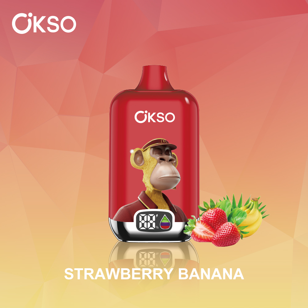 OKSO Digital box 12000 12K Puffs Rechargeable LED Display Disposable Vape in Strawberry Banana flavor