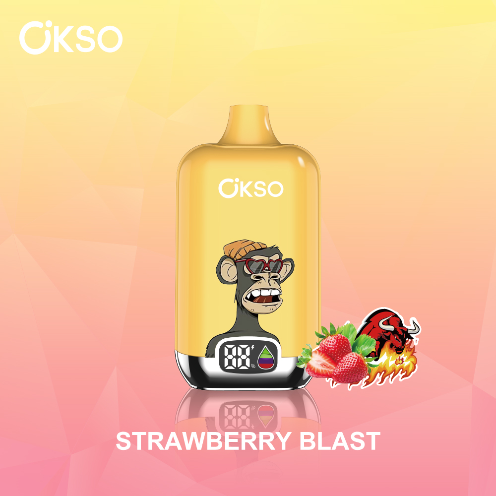 OKSO Digital box 12000 12K Puffs Rechargeable LED Display Disposable Vape in Strawberry Blast flavor
