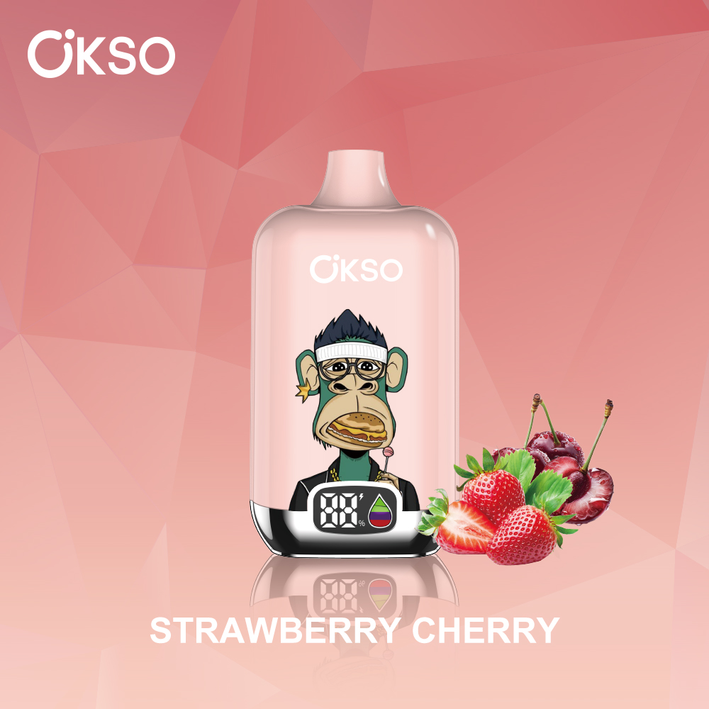 OKSO Digital box 12000 12K Puffs Rechargeable LED Display Disposable Vape in Strawberry Cherry flavor