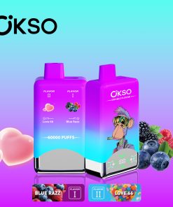 OKSO Double Flavor 60000 60K Puffs Double Taste LED Display Disposable Vape in Blue Razz & Love 66 flavor