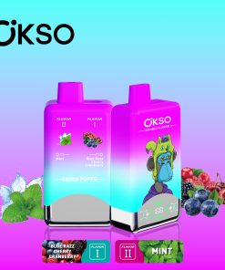 OKSO Double Flavor 60000 60K Puffs Double Taste LED Display Disposable Vape in Blue Razz Cherry Cranberry & Mint flavor