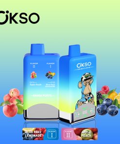 OKSO Double Flavor 60000 60K Puffs Double Taste LED Display Disposable Vape in Blue Razz Lemonade & Apple Peach flavor