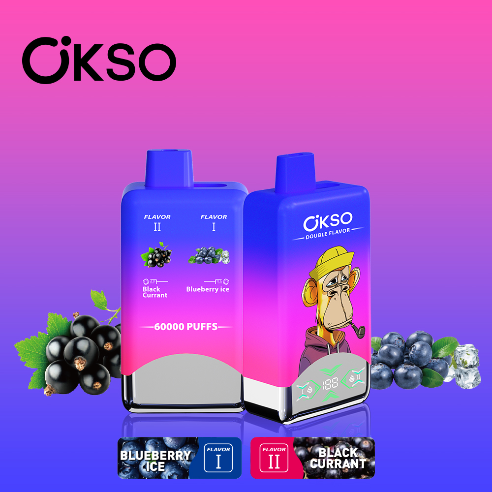 OKSO Double Flavor 60000 60K Puffs Double Taste LED Display Disposable Vape in Blueberry ice & Black Currant flavor