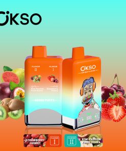 OKSO Double Flavor 60000 60K Puffs Double Taste LED Display Disposable Vape in Strawberry Cherry & Kiwi Passion Fruit Guava flavor