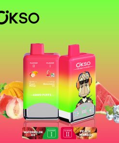 OKSO Double Flavor 60000 60K Puffs Double Taste LED Display Disposable Vape in Watermelon ice & Peach Mango flavor