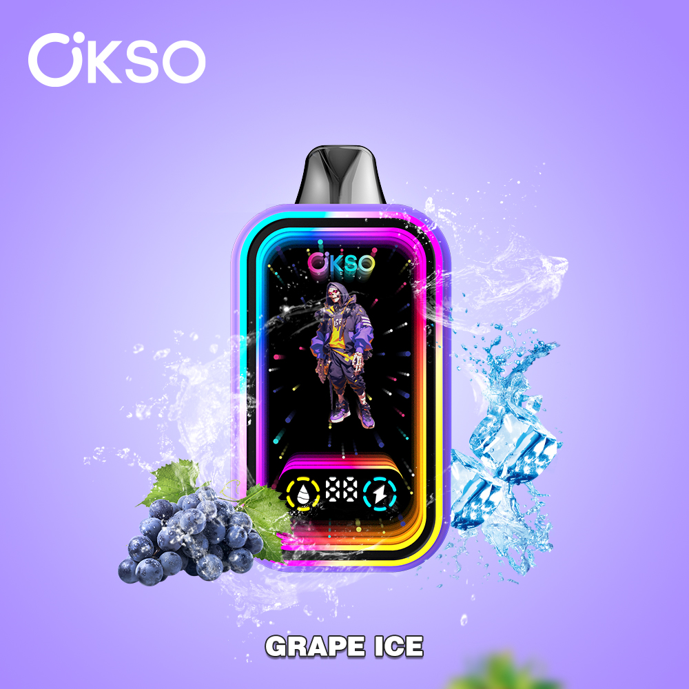 OKSO Magic Mirror 50000 50K Puffs Edition Dual Mesh LCD Display Disposable Vape in Grape Ice flavor